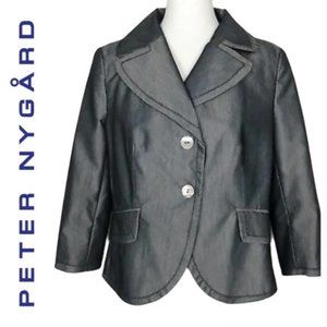 Peter Nygard Collection Grey Cropped 3/4 Sleeve Blazer - Size 22